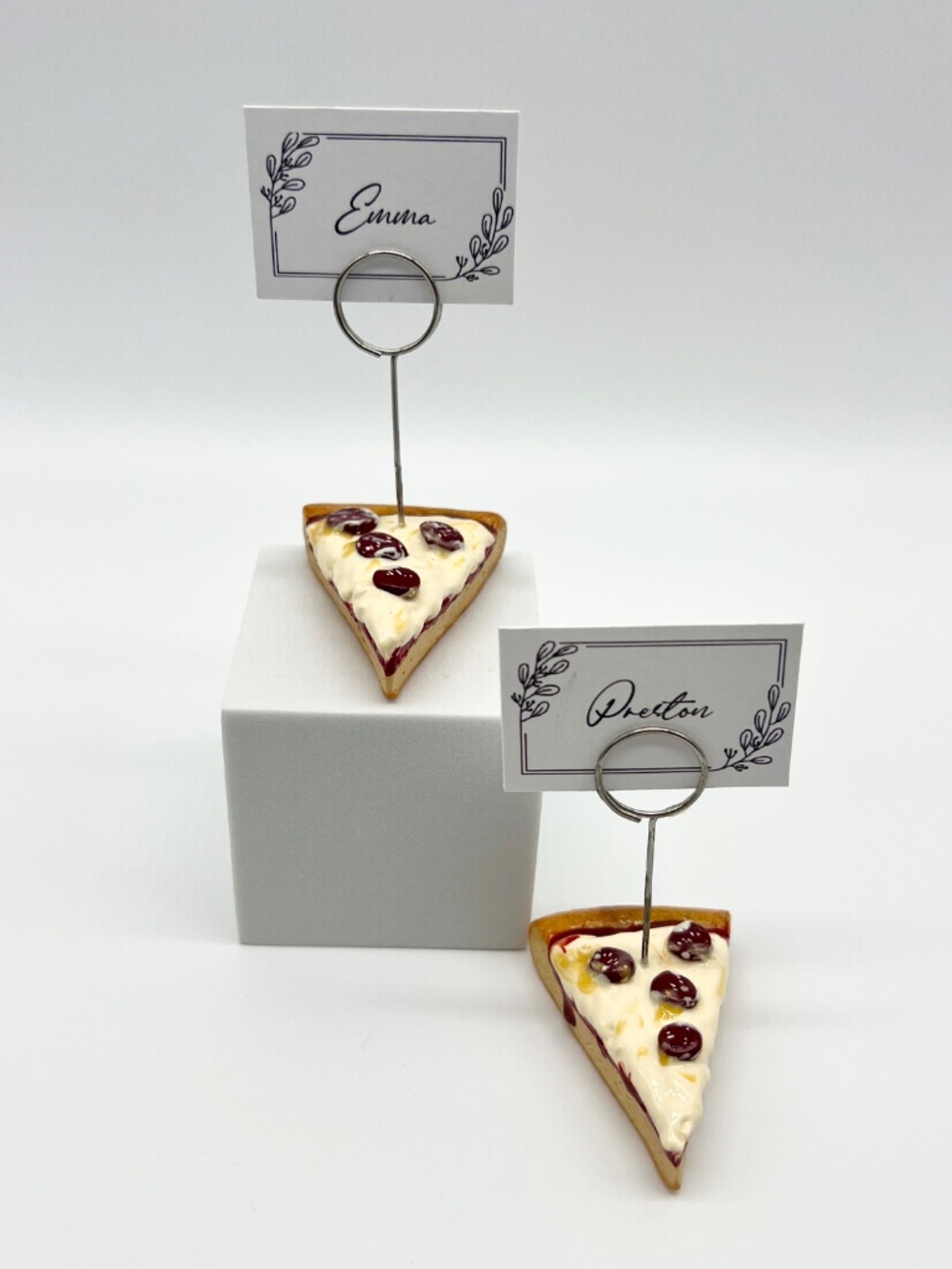 Pizza Place Card Holder or Photo Holder – Handmade Mini Pepperoni Slice - Picture 3 of 12